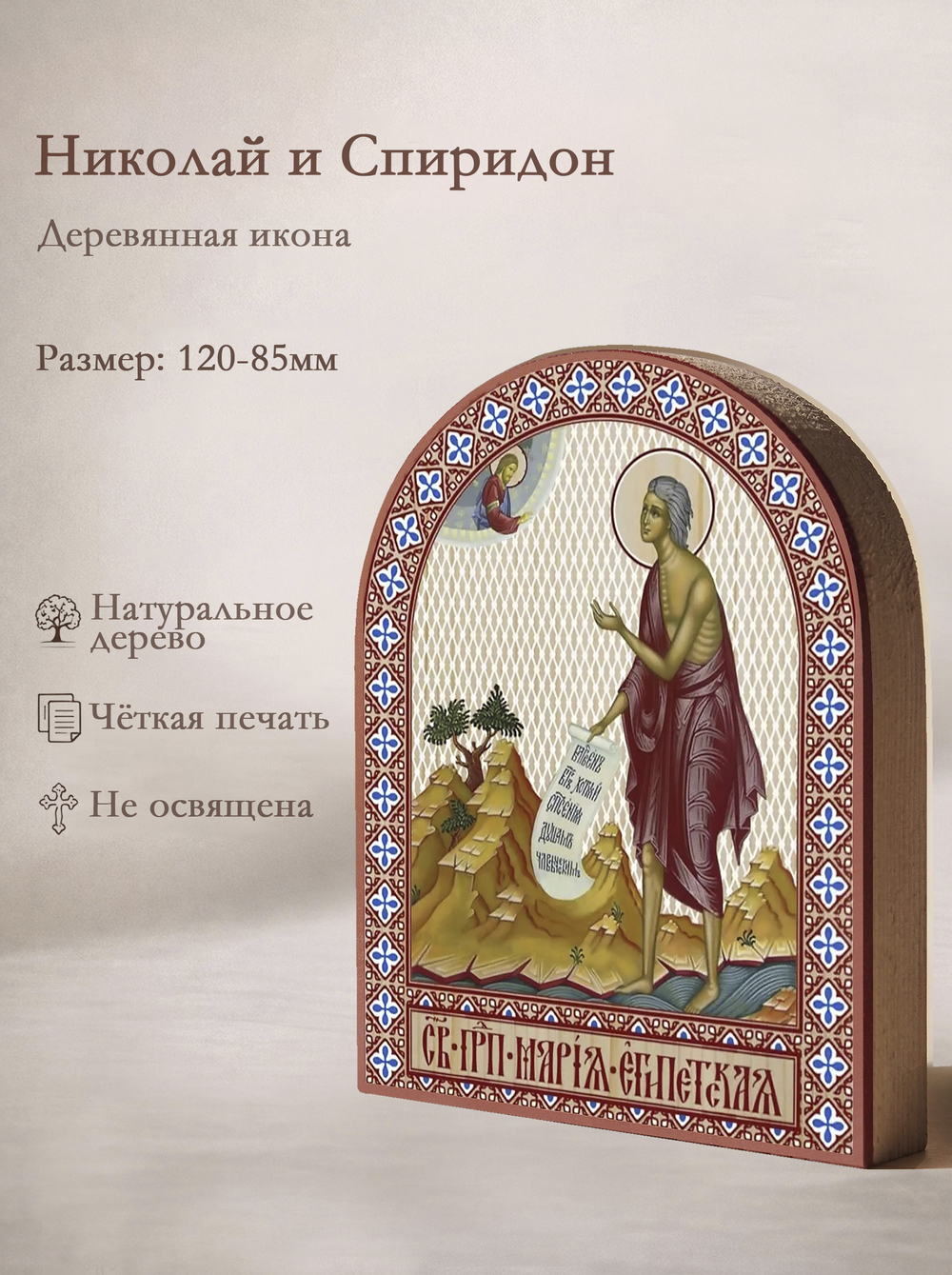 Икона аркой Мария Египетская (ростовая) на дереве: 95 х 120 (Синопсисъ)