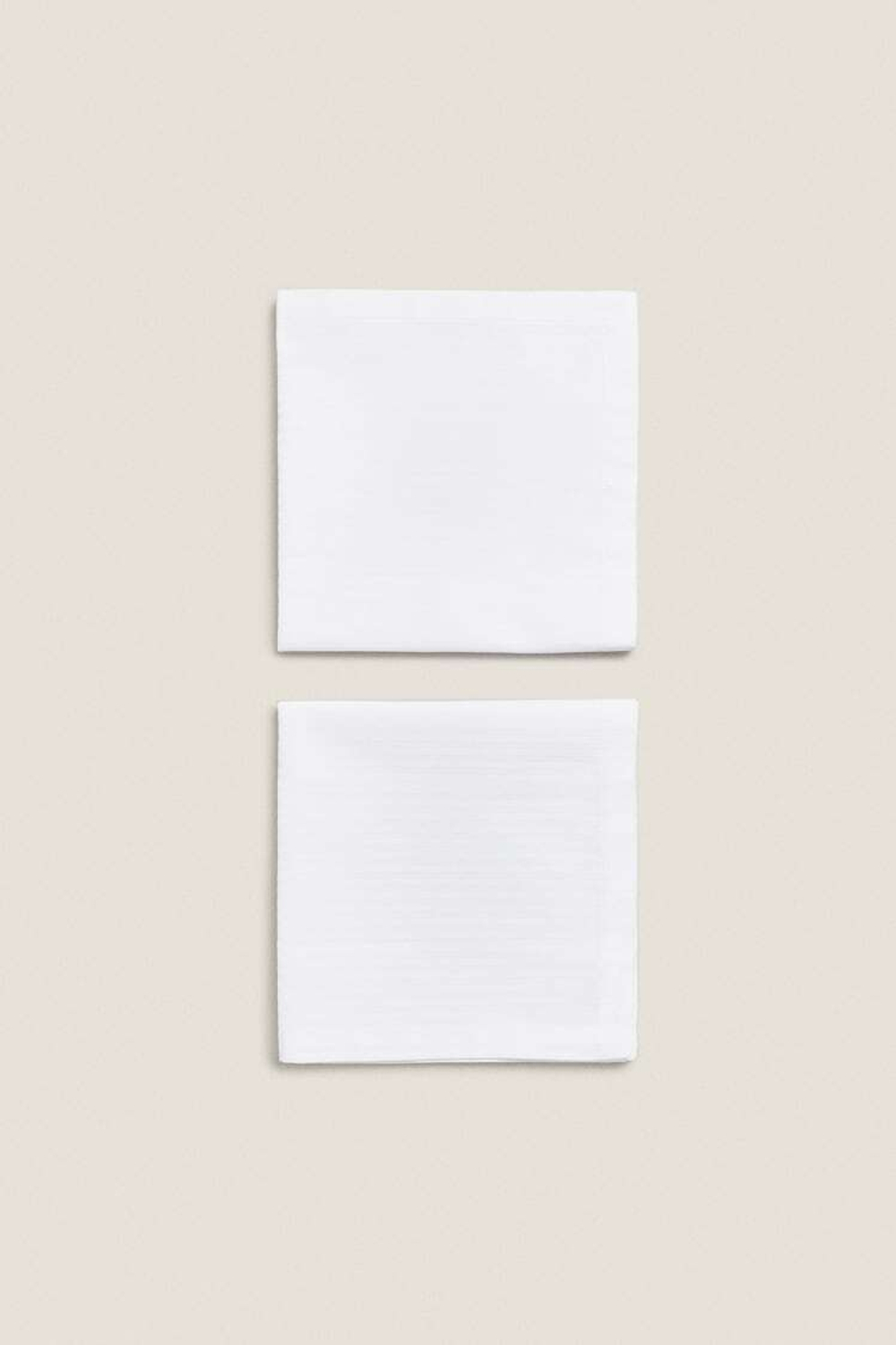 ZARA HOME УПАКОВКА ЖАККАРДОВЫХ ХЛОПЧАТОБУМАЖНЫХ САЛФЕТОК (УПАКОВКА ИЗ 2 ШТУК), БЕЛЫЙ