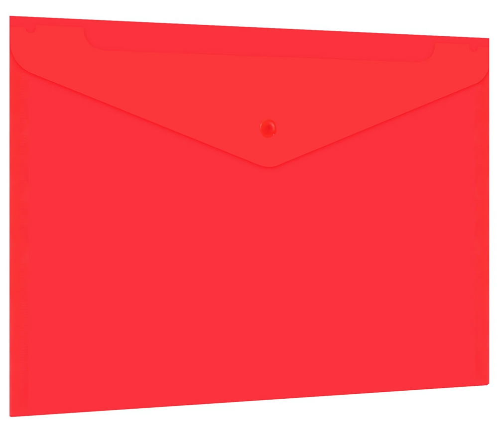 Папка-конверт с кнопкой А4 "Universal" 0,15мм. до 100л. прозрачная красная (BRAUBERG)
