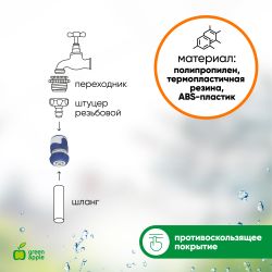 GWHC20-057 GREEN APPLE Коннектор для шланга 12 мм , пластик, TPR | GREEN APPLE