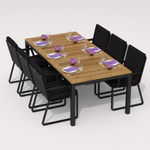 Обеденная группа Ideal Patio ТЕЛЛА  АЛЬБА  каркас карбон, стол тик 220, ткань черная