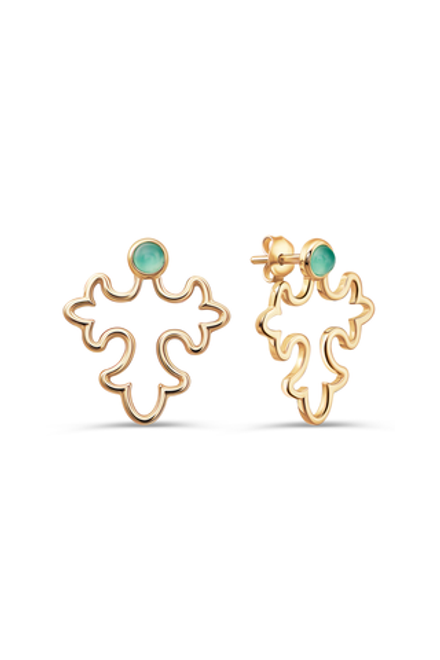 Серьги УЗОР позолота с хризопразами