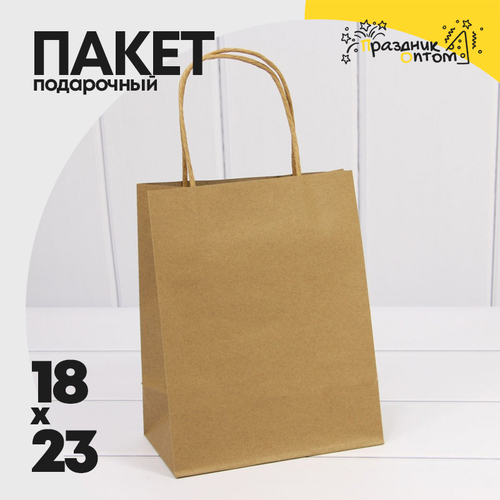 Пакет подарочный 18х23х10см (Крафт)