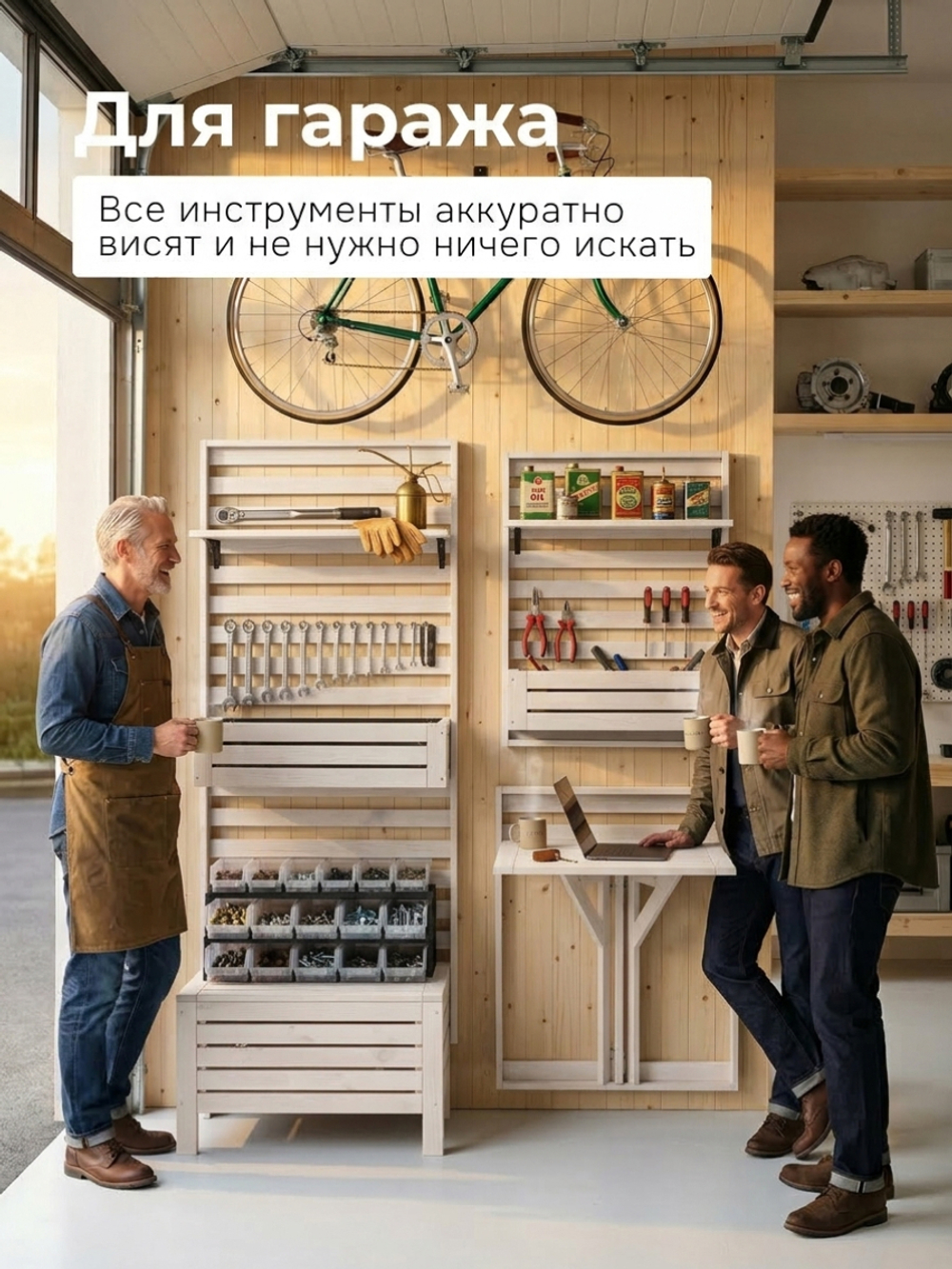 Стол садовый деревянный Эпларо откидной на стену 76х64 на балкон, для сада, массив сосны, белый