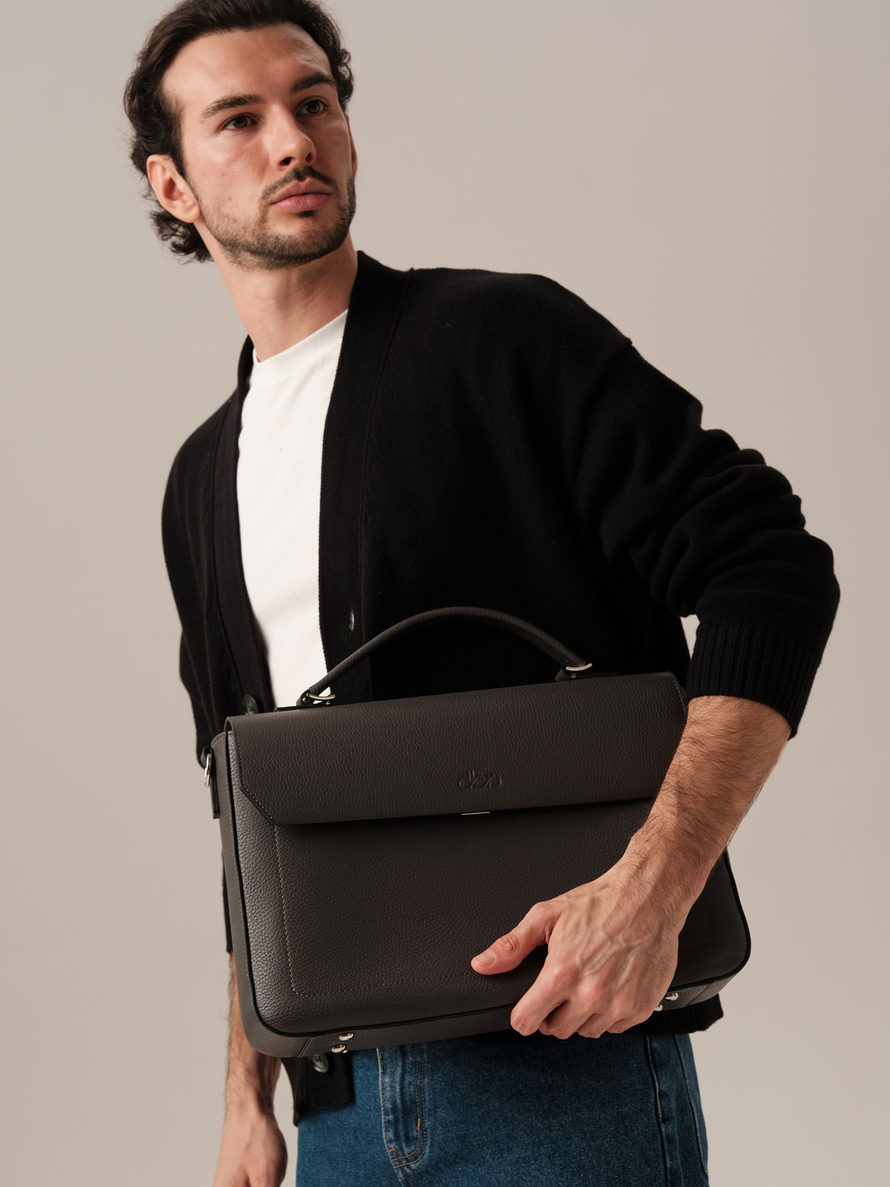 Мужская кожаная сумка Levi DBR 7115 темный лес