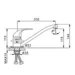 Смеситель для кухни 40к F4903 FRAP (плоский пов.излив, п/гайку, хром, латунь)