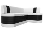 Диван кухонный угловой Токио правый угол, Белый\Черный, Экокожа, 28648
