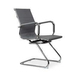 Кресло Barneo K-113 серая кожа на полозьях