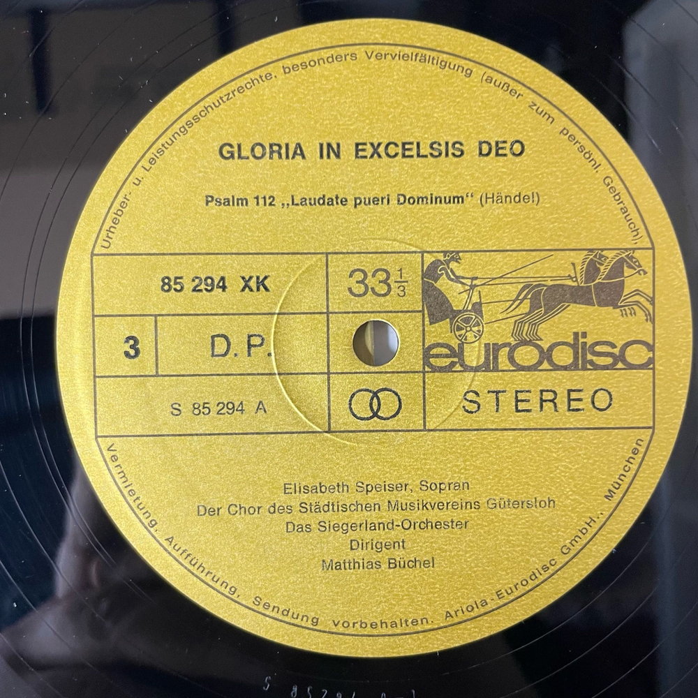 Винтажная виниловая пластинка LP Сборник Классической Музыки Orlando di Lasso, Schutz, Buxtehude, Bach Бах, Handel Гендель, Mozart Моцарт, Cornelius Gloria In Excelsis Deo (Германия 1977)