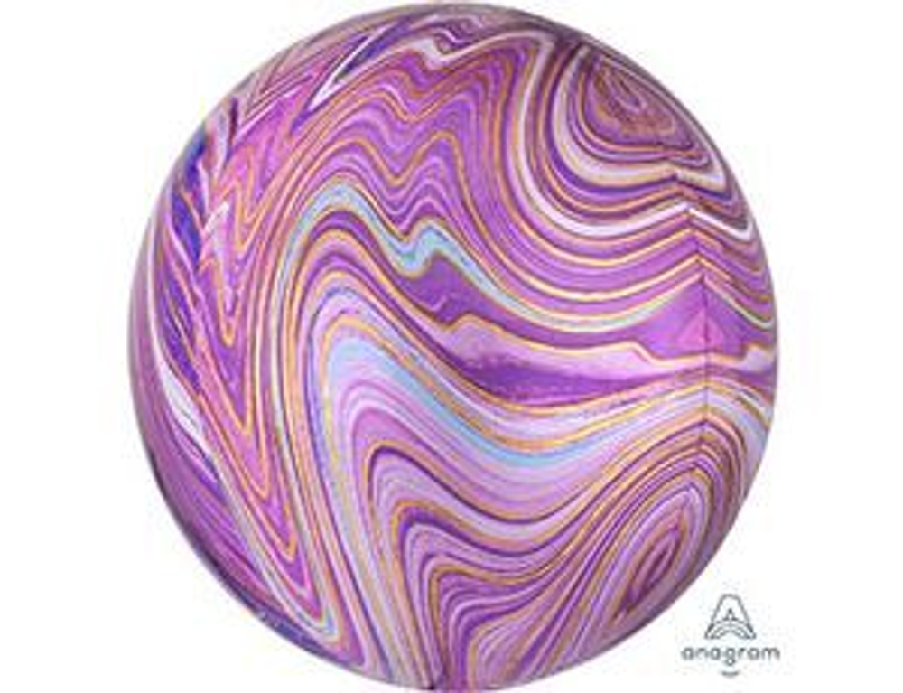 3D сфера 22" мрамор розовый/синий, 1 шт. И61