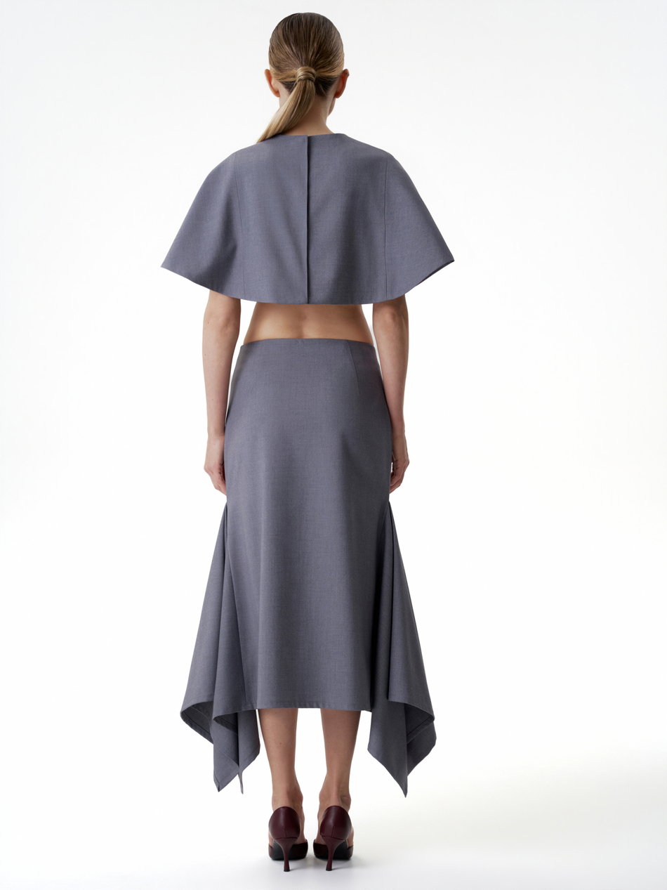 Юбка с клином костюмная серая