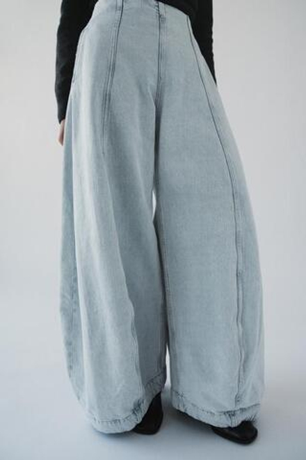 ZARA ДЖИНСЫ-БАЛЛОНЫ С ВЫСОКОЙ ПОСАДКОЙ — ZW COLLECTION, ГОЛУБОЙ