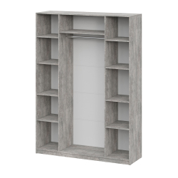 Шкаф распашной ШК 5 (1600), Цемент светлый, Белый шагрень