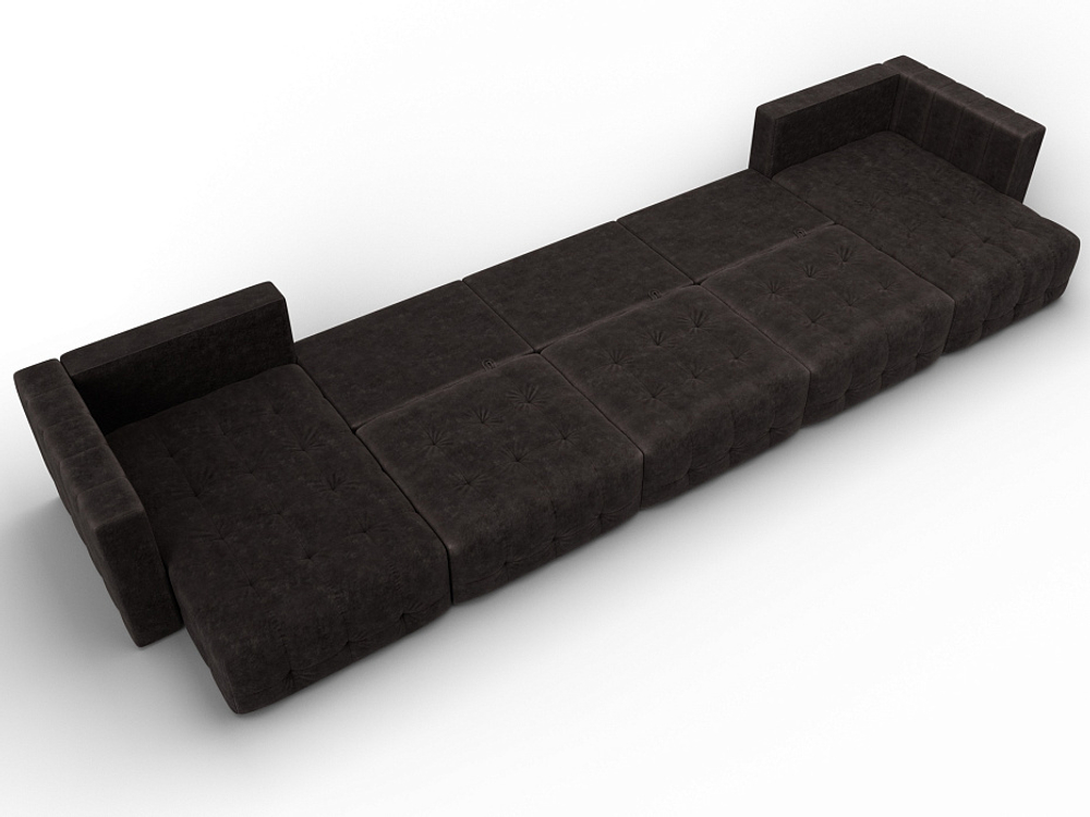 Диван П-образный Лига-052 НПБ МегаЛонг, BRUT 17 ВЕЛЮР коричневый