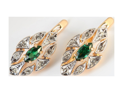 "Маркиза" серьги в золотом покрытии из коллекции "Леди" от Jenavi с английским замком