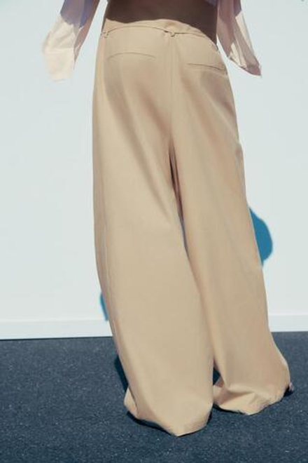 ZARA БРЮКИ С ВЫСОКОЙ ТАЛИЕЙ, РЫЖЕВАТО-КОРИЧНЕВЫЙ