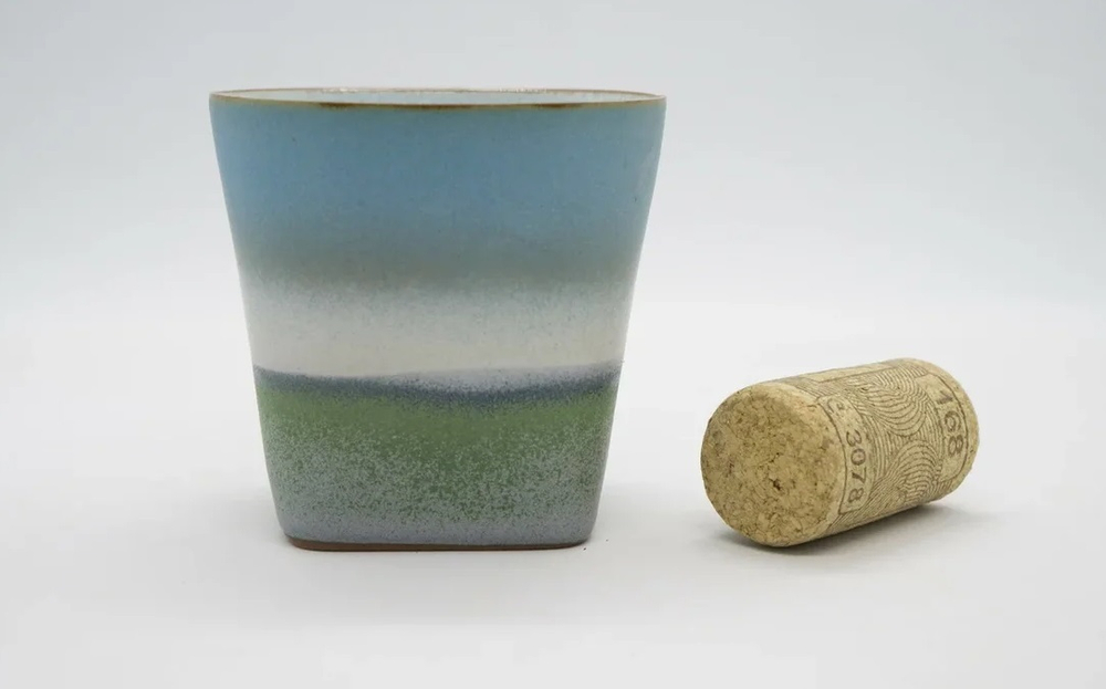 286011 Пиала Серия-Авторская "Луг и небо" керамика зеленый/голубой