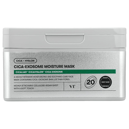 VT Cosmetics, Cica-Exosome, увлажняющая маска для лица, 20 шт., 350 г