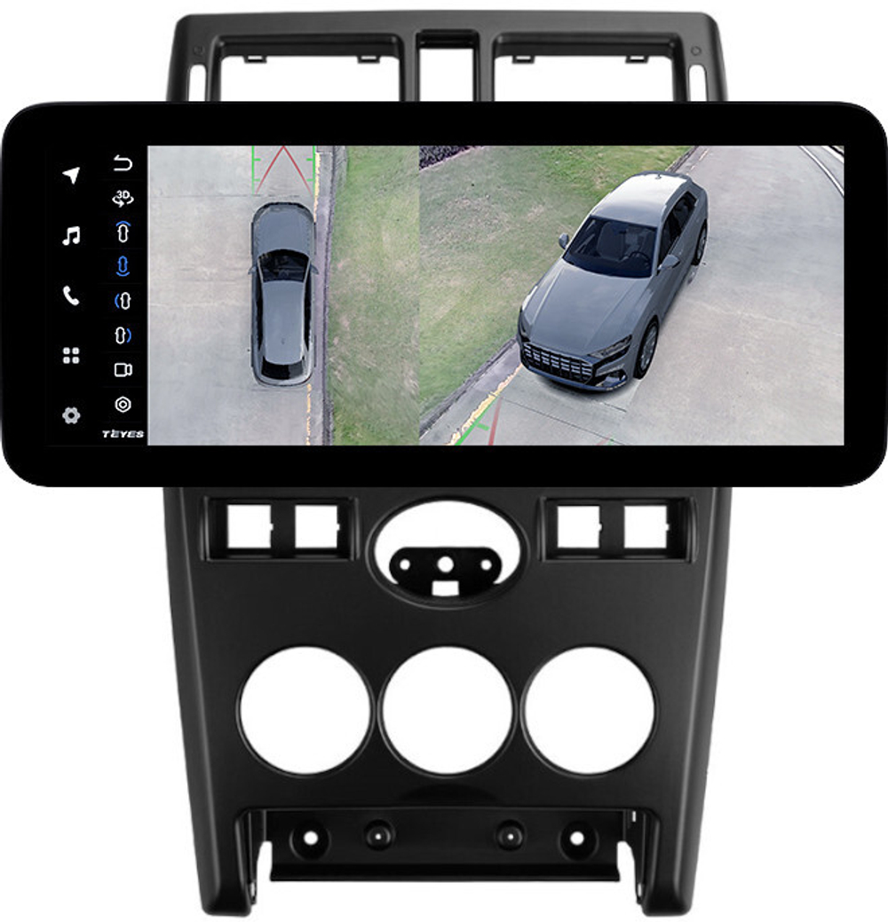 Магнитола для Lada Priora 2007-2013 (рамка черная) - Teyes LUX ONE 360 монитор 12.3" 2K QLED на Android 10, 6Гб+128Гб, CarPlay, 4G SIM-слот, 4 камеры в комплекте