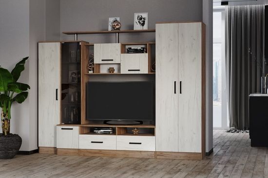 Гостиная ОСКАР-5 дуб крафт табачный / дуб крафт белый