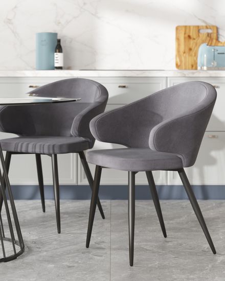 Стул с подлокотниками Codo велюр серый