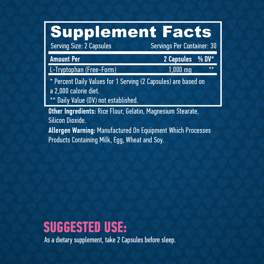 HaYa Labs L-Триптофан (L-Tryptophan ) 500 mg 60 caps