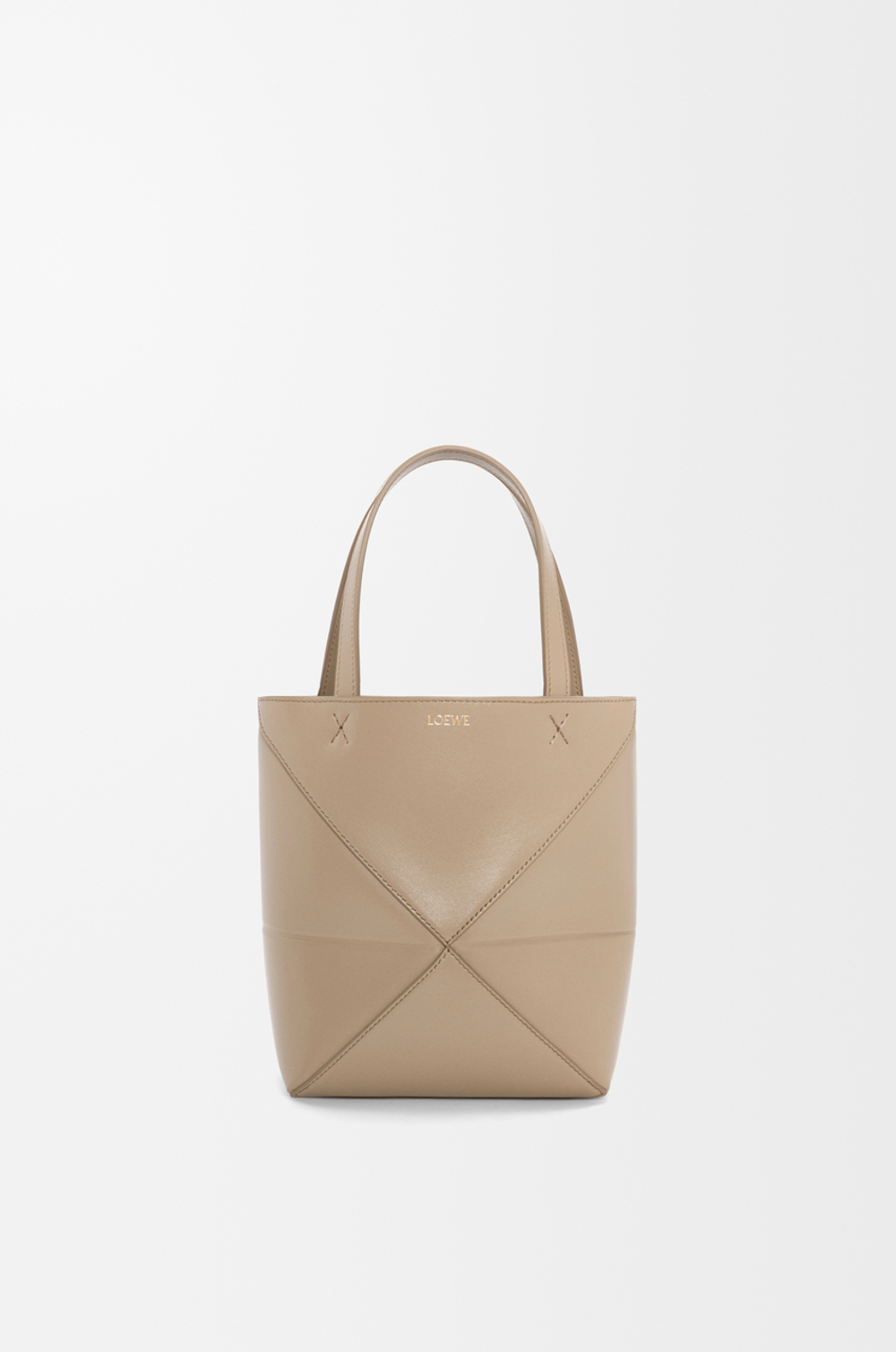 Loewe Мини-сумка Puzzle Fold из блестящей телячьей кожи, песочный