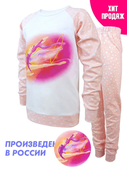 Пижама для девочки с брюками (ярко-розовый)