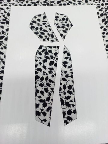 Штапель Черные листья на белом/вискоза