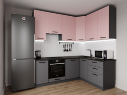 Кухонный гарнитур угловой Жемчуг 2200х1600 столешница 26 мм