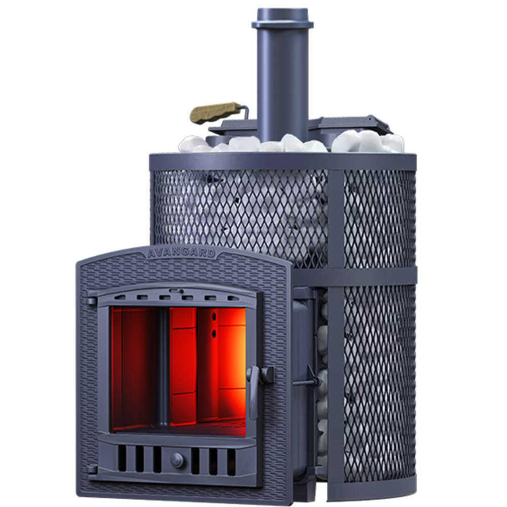 Печь для бани Авангард ЗК 35 (П2) Ураган в круглой сетке