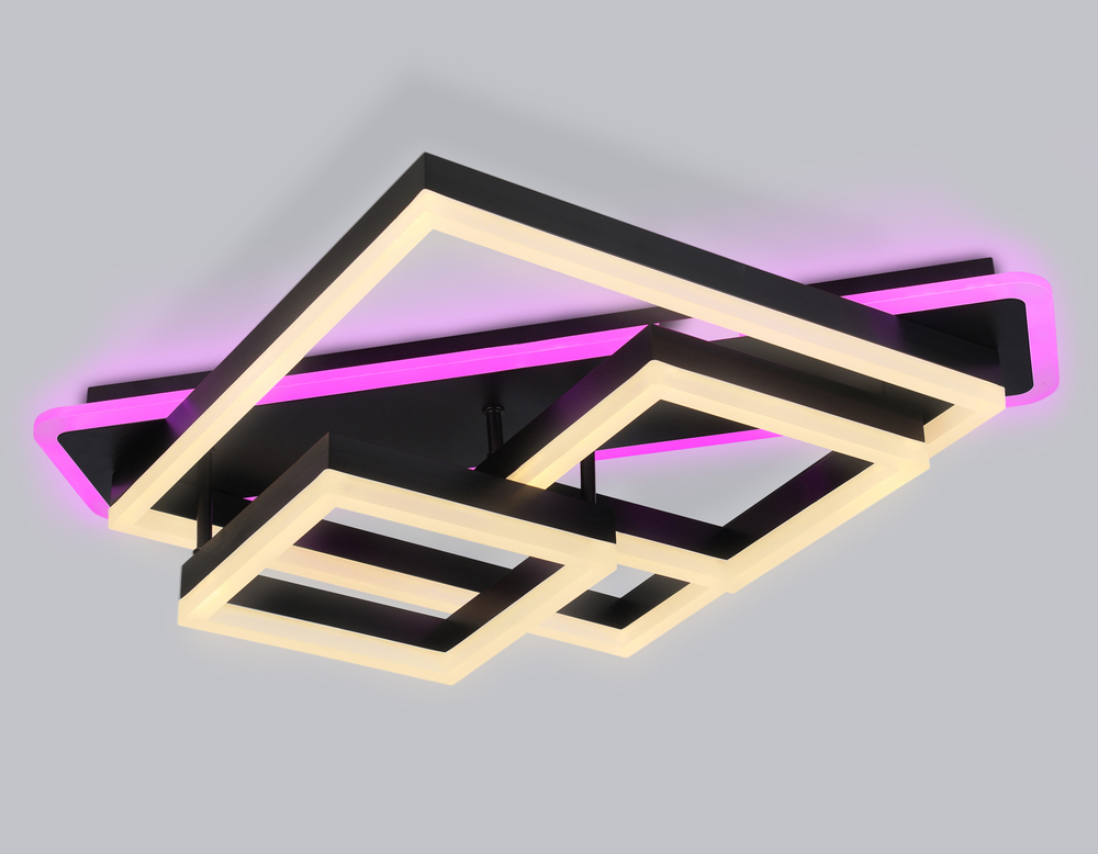 Светильник светодиодный потолочный с пультом FA8533 BK черный 132W 3000K-6400K 630*570*160 (ПДУ РАДИО 2.4G)