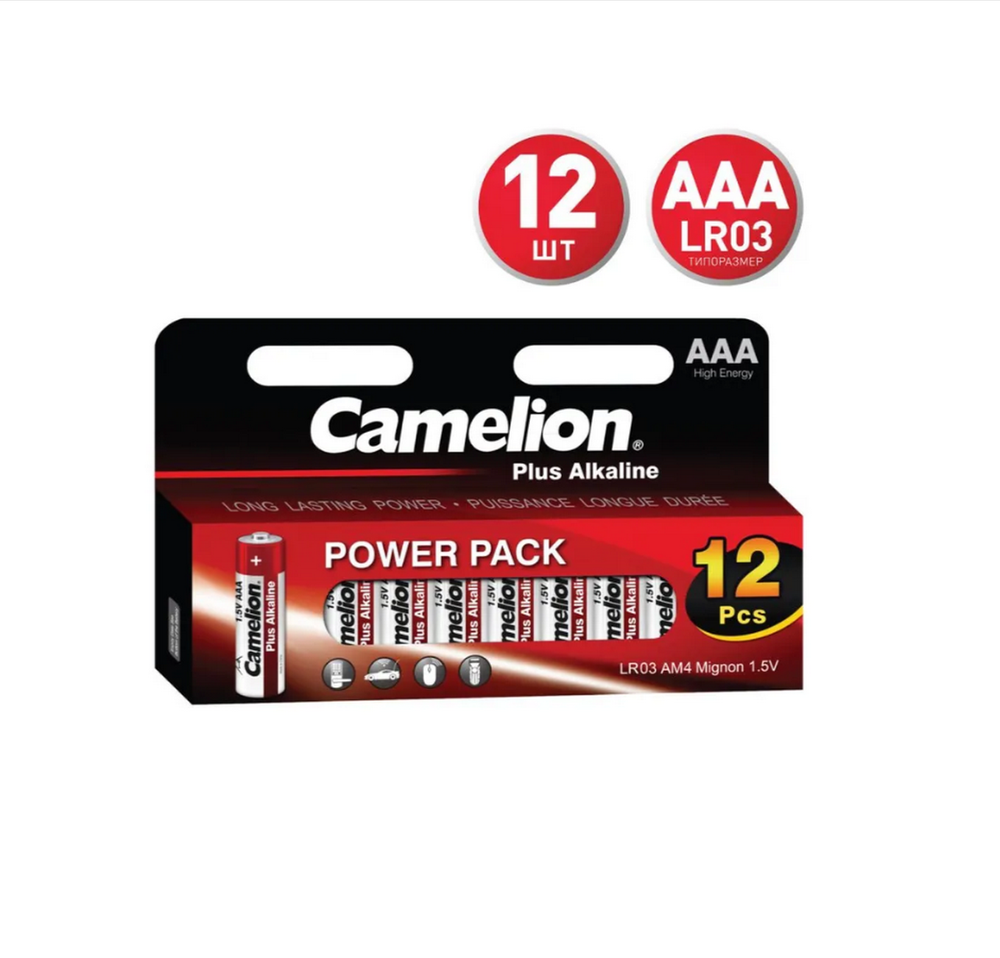 Батарейка AAA LR-03 Camelion Plus Alcaline (12шт)