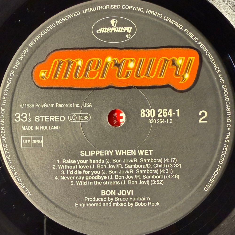 Bon Jovi - Slippery When Wet (Голландия 1986г.)