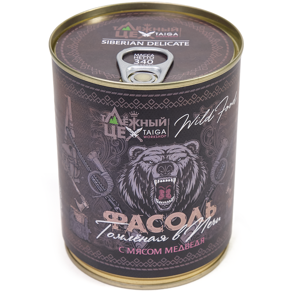 Фасоль томленая в печи с мясом медведя 338г