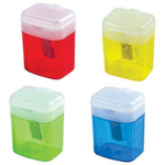 Точилка пластик. "College" PS-533 с контейнером и крышкой, прямоуг. ассорти (STAFF)