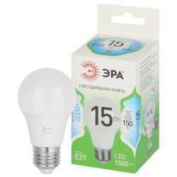 Лампа светодиодная ЭРА GREEN LINE LED A60-15W-840-E27 GL 15Вт груша яркий белый свет E27 | Лампы cветодиодные Груша (A)