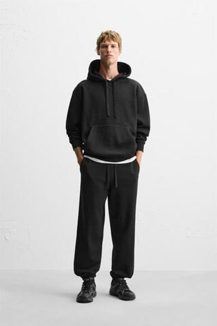 ZARA БАЗОВЫЕ БРЮКИ-ДЖОГГЕРЫ, ЧЕРНЫЙ
