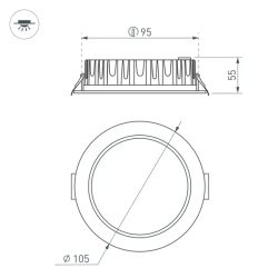 Светильник MS-MIST-BUILT-R105-9W Warm3000 (WH, 110 deg, 230V) (Arlight, IP54 Металл, 5 лет) 041614