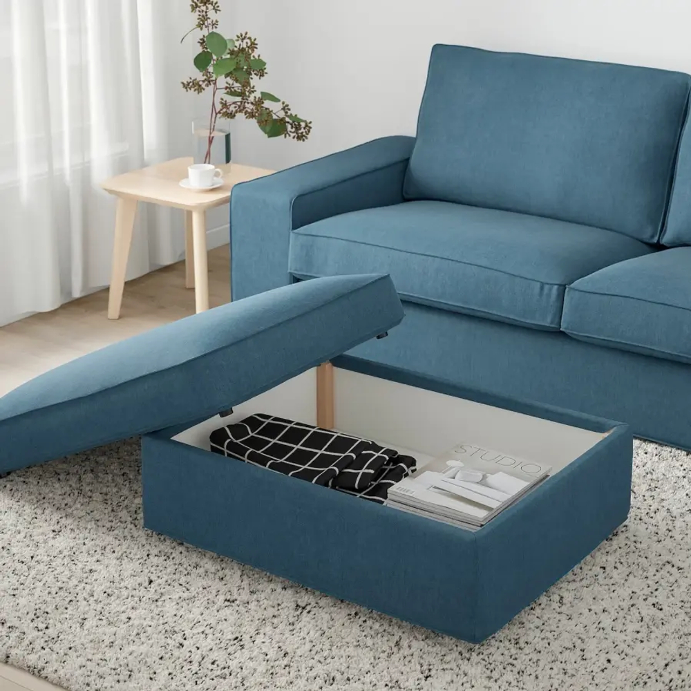 Табурет для ног с местом для хранения - IKEA KIVIK/КИВИК ИКЕА, 43х70х90 см, синий
