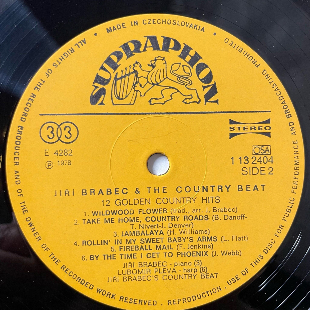 Винтажная виниловая пластинка LP Jiri Brabec and The Country Beat 12 Golden Country Hits (Чехословакия 1978)