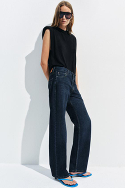 ZARA ДЖИНСЫ ПРЯМОГО КРОЯ С НИЗКОЙ ПОСАДКОЙ — ZW COLLECTION, СИНИЙ