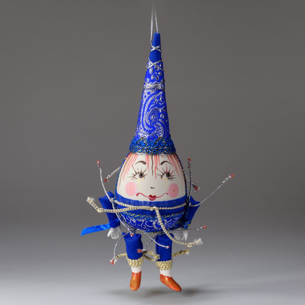 Ёлочная игрушка Клоун-яйцо в парчовом колпаке