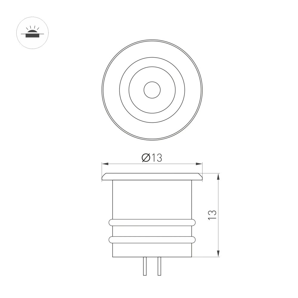 Светильник ART-PICCOLO-BUILT-R13-1W Day4000 (BRS, 30 deg, 3V) (Arlight, IP40 Металл, 3 года) 062244