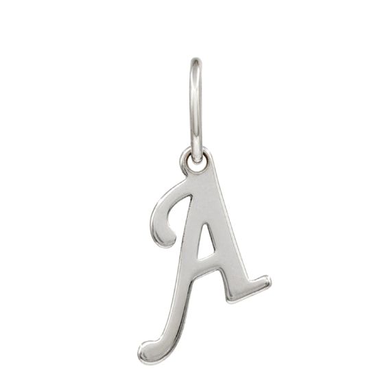 Подвеска в виде буквы А - кулон из серебра 925 пробы, вид спереди