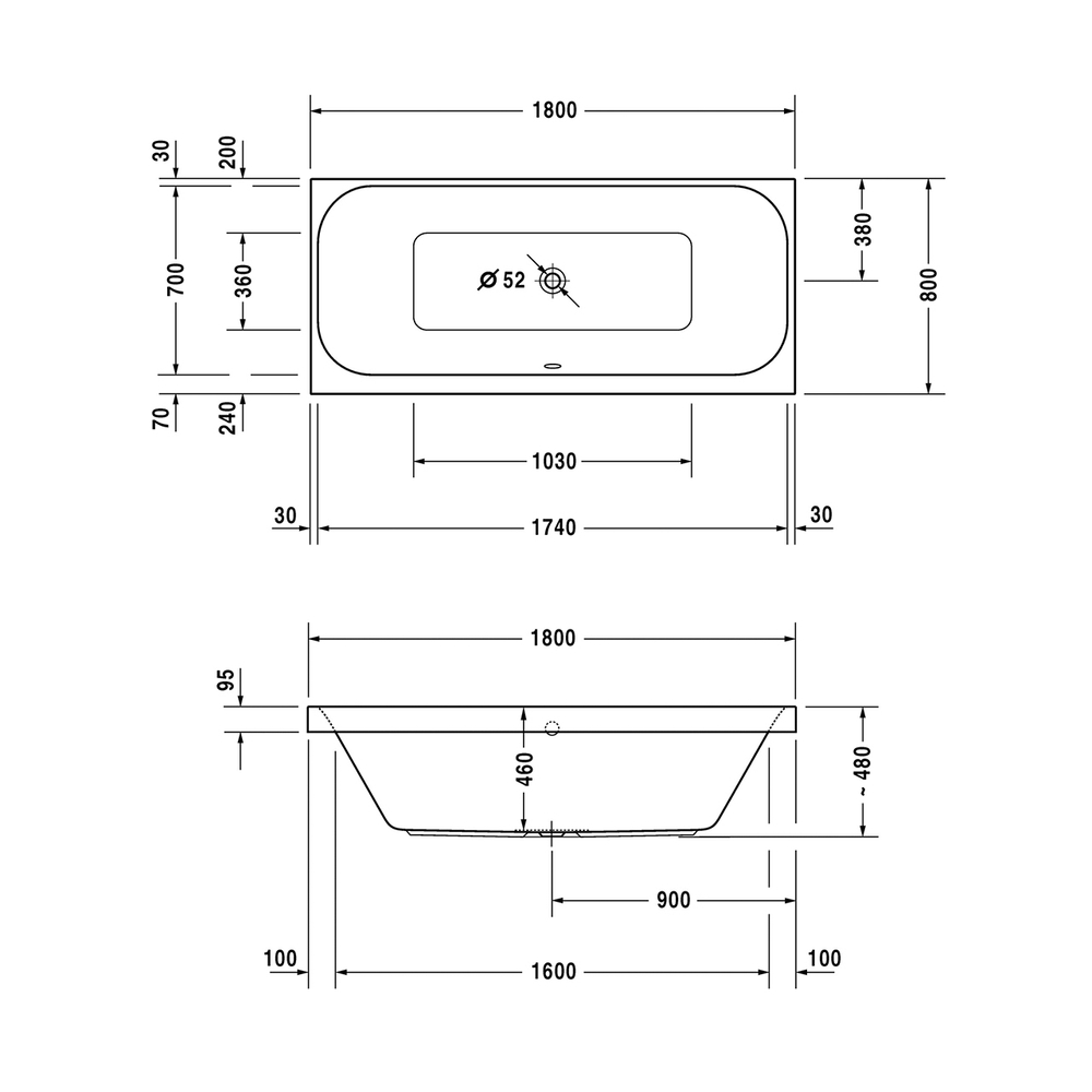 Ванна встраиваемая Duravit Happy D2 180x80 700314 00 0 00 0000