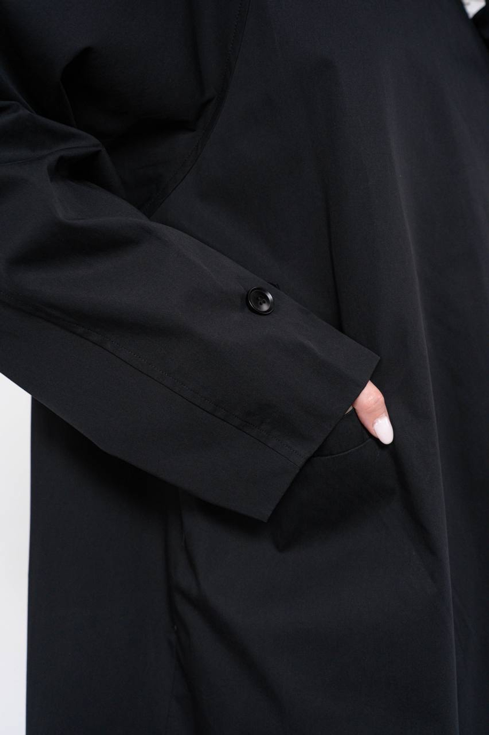 Тренч A-силуэта с высоким воротом  из премиальной ткани