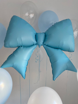 Воздушные гелиевые шары бант голубой №4448