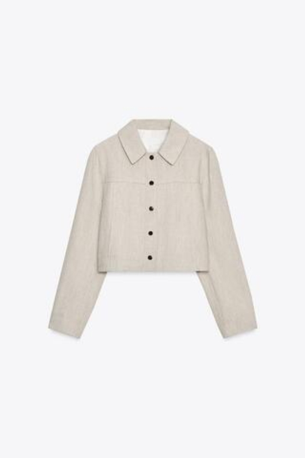 ZARA КУРТКА С ДЕКОРАТИВНОЙ СТРОЧКОЙ, ПЕСОЧНЫЙ