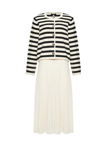 Женский трикотажный жакет в полоску на пуговицах